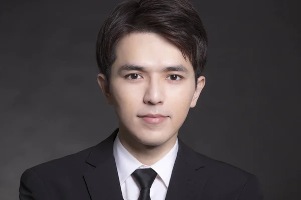 Closeup Young Asian Handsome Business Man Face — Stock Photo, Image