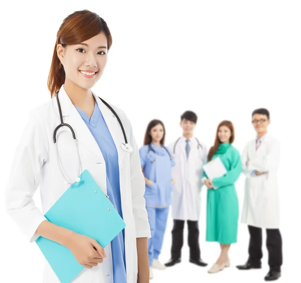 Professional medical doctor with her team — Stock Photo, Image