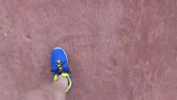 Corridore in pista nello stadio — Video Stock