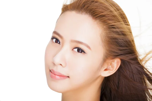 Primer plano Hermosa joven mujer asiática cara — Foto de Stock