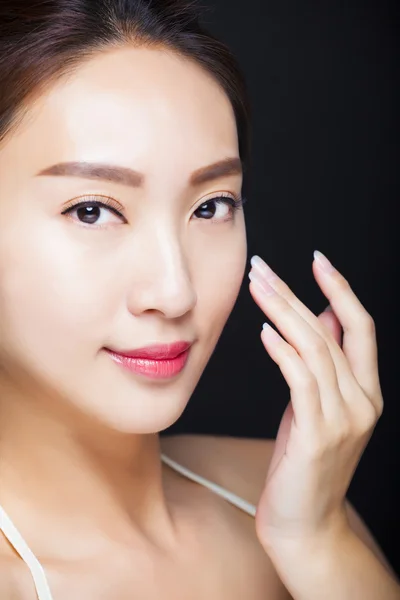 Primo piano Bella giovane donna asiatica faccia — Foto Stock