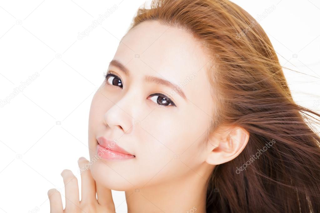 closeup Beautiful  young asian woman face