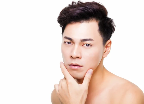 Closeup young  handsome man face — Stock Photo, Image