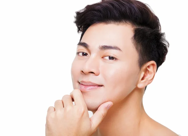 Closeup young  handsome man face — Stock Photo, Image