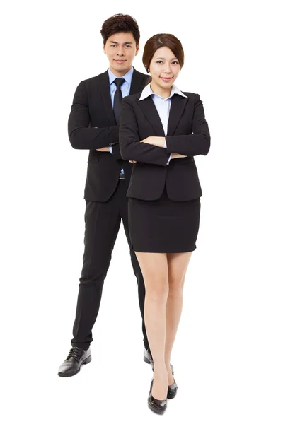 Full length businessman and businesswoman isolated on white — Stock Photo, Image