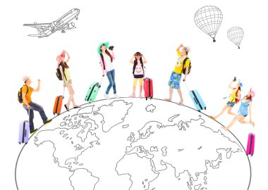 insanlar seyahat etmek çevrede belgili tanımlık dünya ve Global harita kavramı