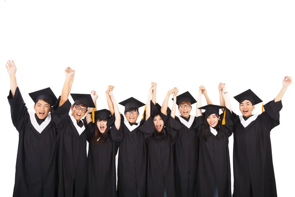 Grupp av asiatiska studenter firar examen — Stockfoto