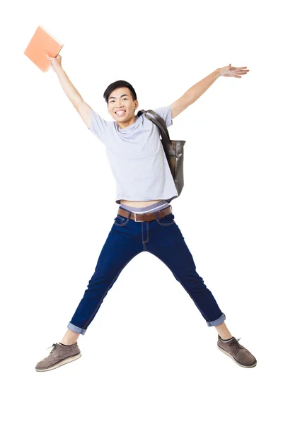 Young happy man student jumping — Stock Photo, Image