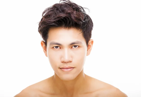 Closeup young  handsome man face — Stock Photo, Image
