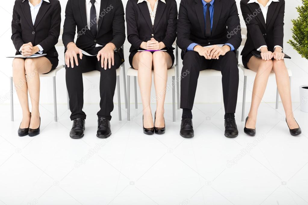 nervous business people waiting for interview