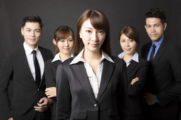 Young businesswoman with successful business team — Stock Photo, Image