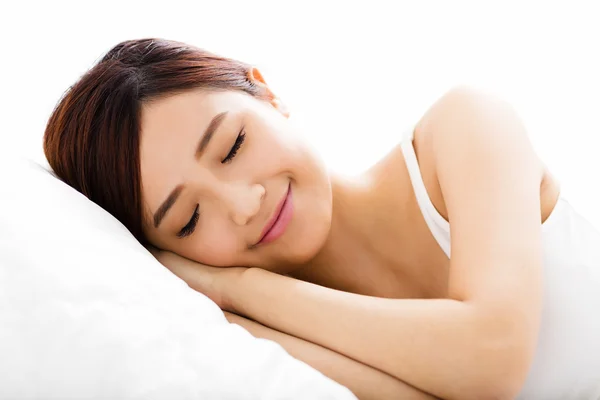 Beautiful young  woman  sleep on the bed — Stock Photo, Image
