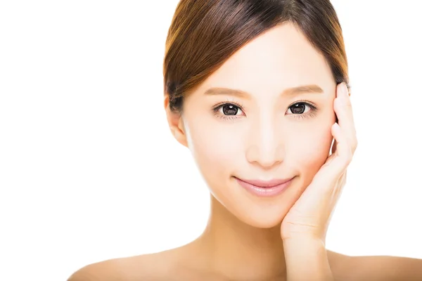 Beautiful young smiling  woman with clean face — Stock Photo, Image