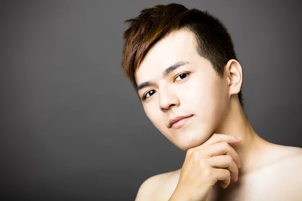 Closeup young  asian handsome man face — Stock Photo, Image