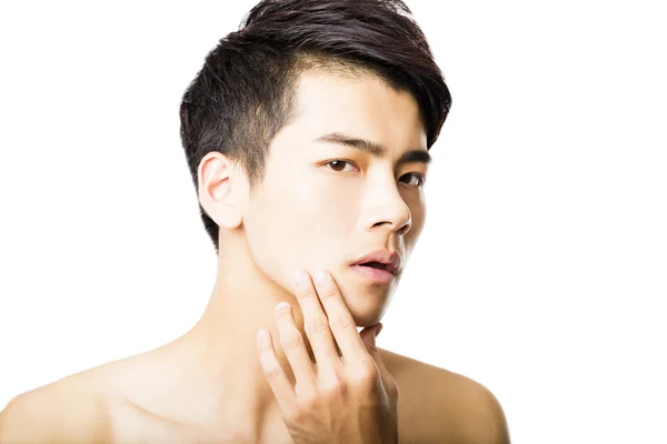 Closeup portrait of attractive young man face — Stock Photo, Image