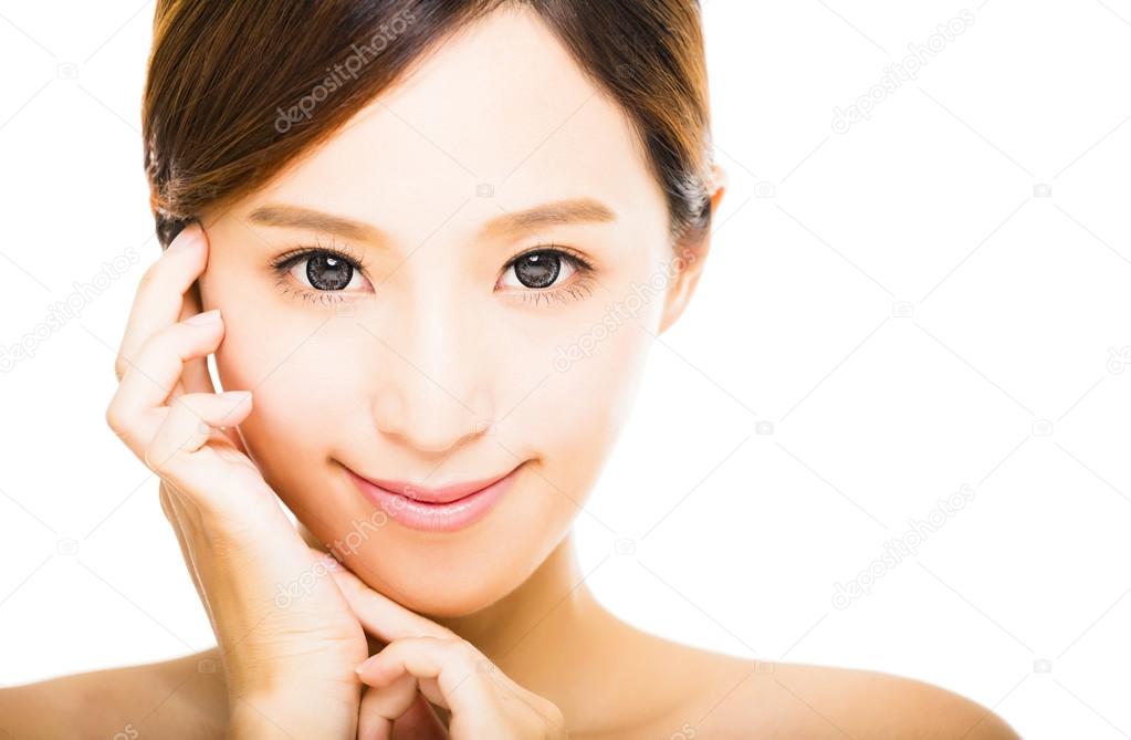 beautiful young smiling  woman with clean face