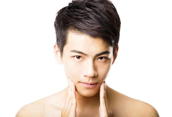 Closeup portrait of attractive young man face — Stock Photo, Image