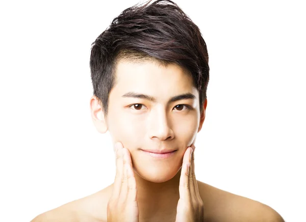 Closeup portrait of attractive young man face — Stock Photo, Image