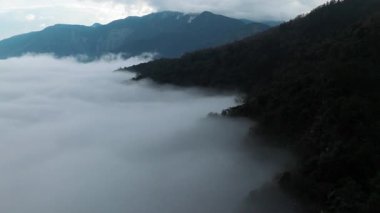 Sisli Vadisi olan yemyeşil dağların havadan görünüşü
