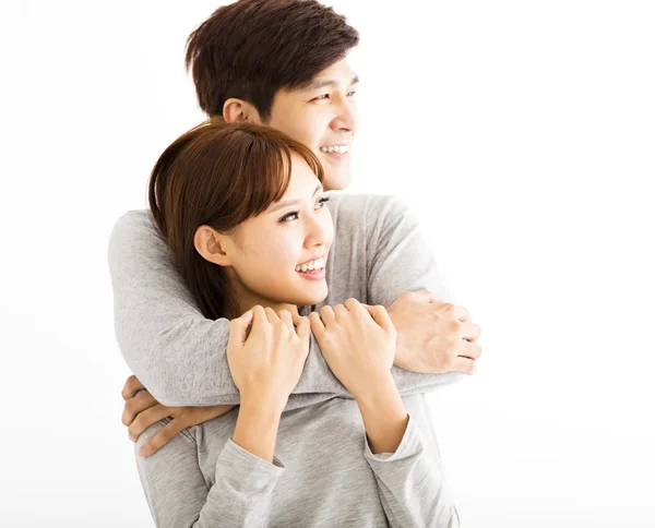 Closeup portrait of beautiful happy couple — Stock Photo, Image