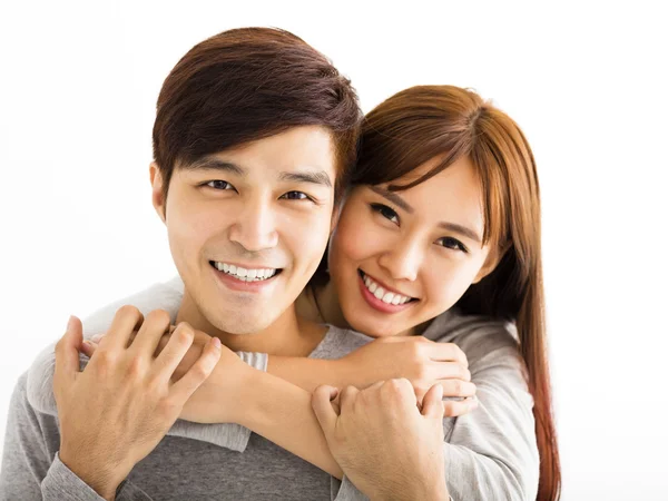 Closeup portrait of beautiful happy couple — Stock Photo, Image