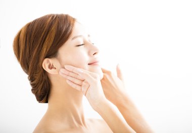  closeup Beautiful Genç Asyalı kadın yüzü