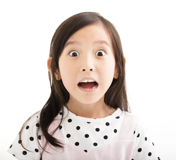 Primo piano bambina con volto sorpreso — Foto Stock