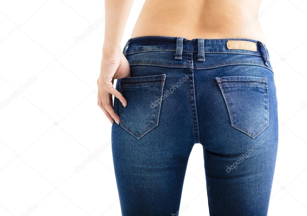 Closeup of sexy woman wearing jeans