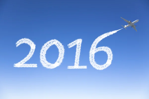 Heureux nouvel an 2016 dessin par avion dans le ciel — Photo