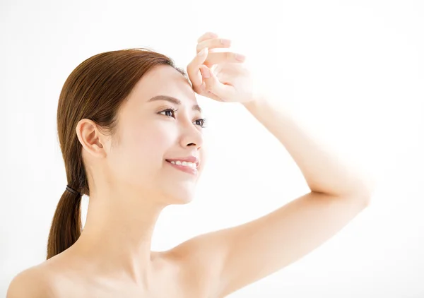 Primo piano Bella giovane donna asiatica faccia — Foto Stock