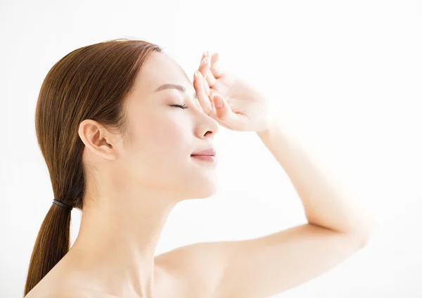 Young beautiful woman  with tired eyes — Stock Photo, Image