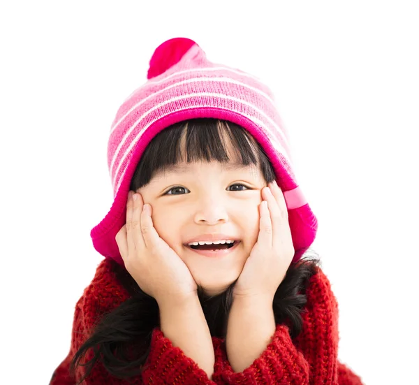 Ευτυχισμένη κοριτσάκι σε φθορά χειμώνα — Φωτογραφία Αρχείου