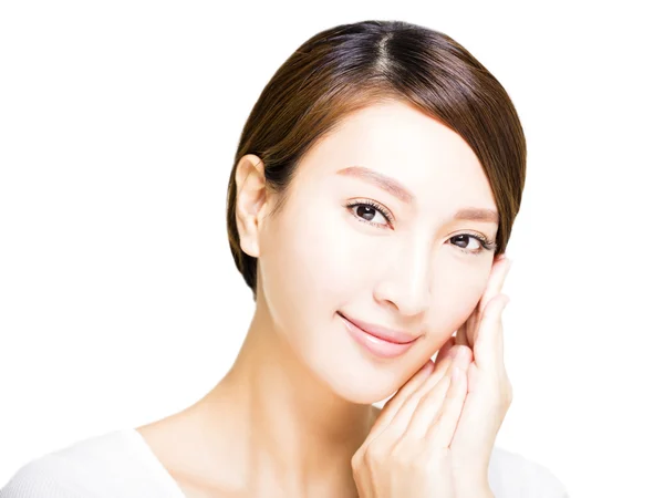 Closeup mooie jonge Aziatische vrouw gezicht — Stockfoto