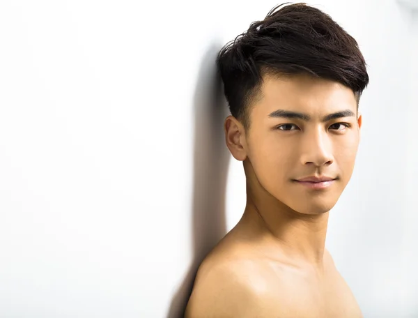 Closeup portrait of attractive young man face — Stock Photo, Image