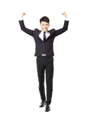 mutlu genç iş adamı başarılı hareketi ile