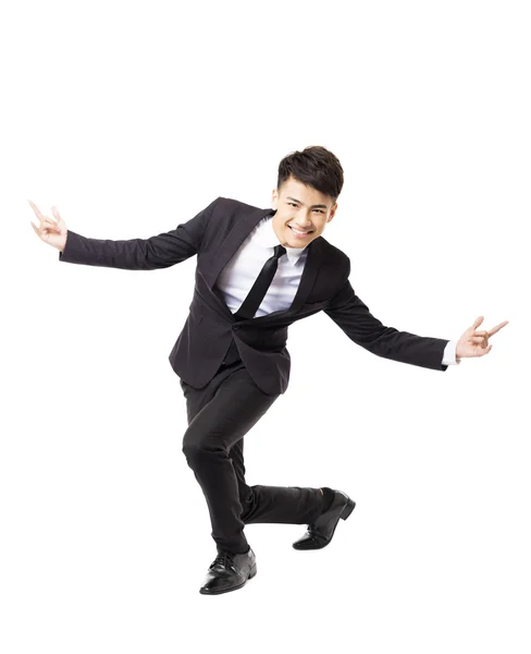 Happy  young business man with successful gesture — Stock Photo, Image
