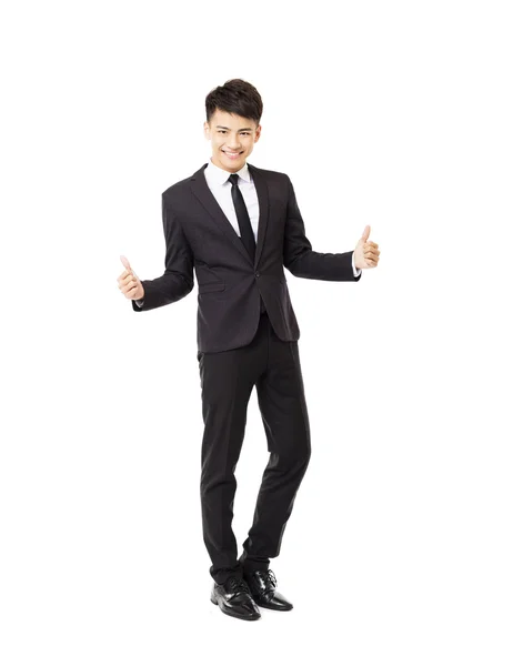 Happy  young business man with successful gesture — Stock Photo, Image