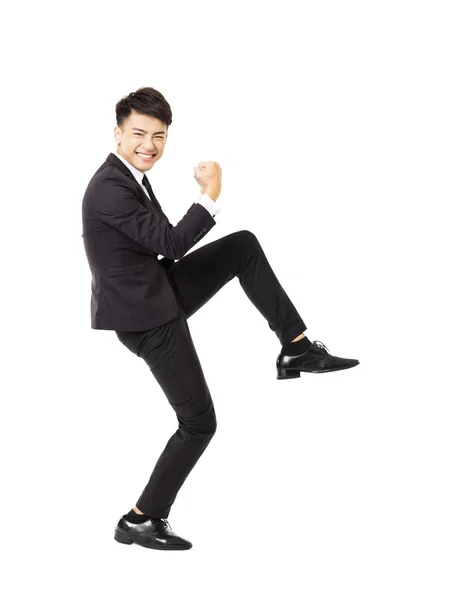 Happy  young business man with successful gesture — Stock Photo, Image