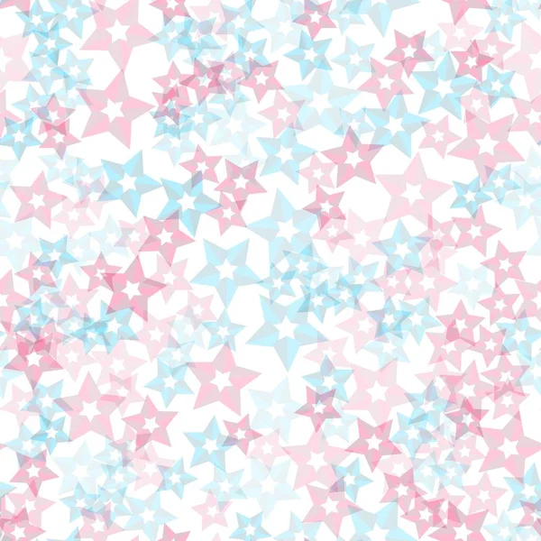 Rosa Och Blå Stjärnor Utspridda Vit Bakgrund För Tyg Babykläder — Stock vektor