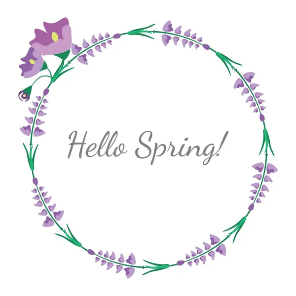 Rundrahmen Aus Frühlingsblauen Blüten Und Blättern Für Postkarten Glückwünsche Einladungen — Stockvektor