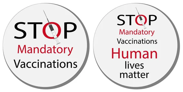 Dite Alle Proteste Del Vaccino Covid Sull Icona Rotonda Protesta — Vettoriale Stock