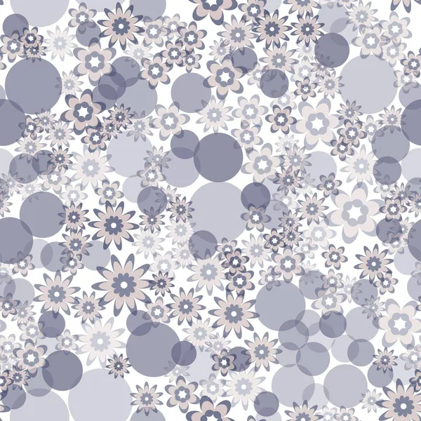 Fiori Blu Cerchi Sono Sparsi Uno Sfondo Bianco — Vettoriale Stock