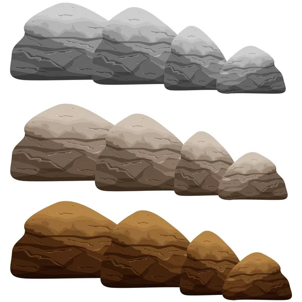 ゲームの小道具のための杭の石 ゲームの小道具のためのボルダー 漫画の岩のイラスト ベクトルEps10 — ストックベクタ