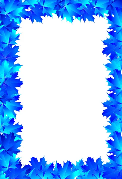 Rahmen blaue Ahornblätter — Stockvektor