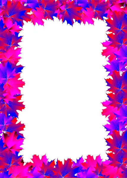 粉色和蓝色枫叶的框架 — 图库矢量图片