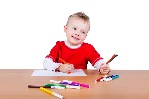 Small boy draws — Stock Photo, Image