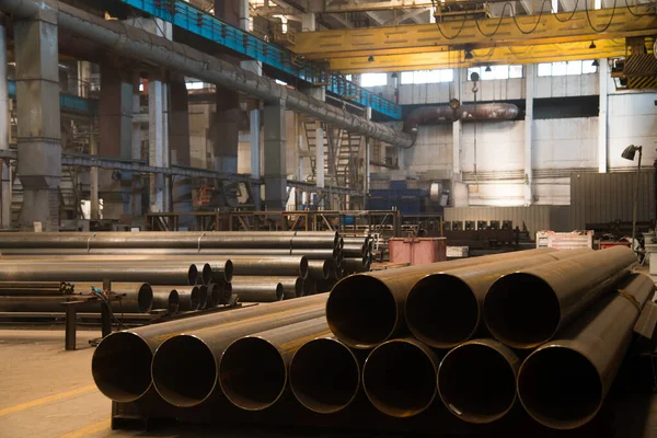 Oficina Com Máquinas Ferramentas Equipamentos Rolos Aço Para Tubos Metal — Fotografia de Stock