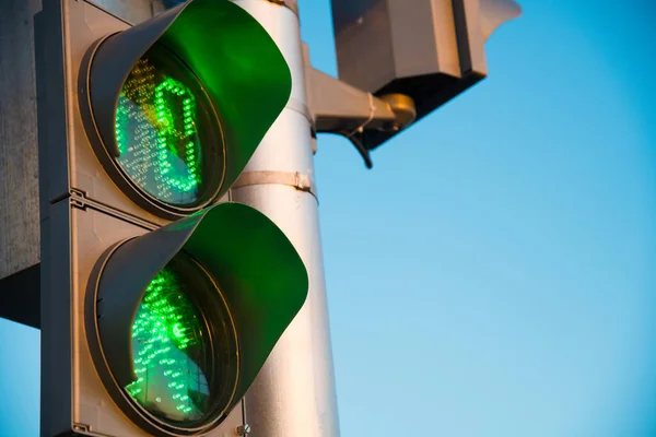 Traffic Light Pedestrian Crossing Traffic Light Green Light Road Sign — Stock Photo, Image