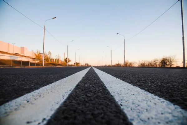 Road Markings Asphalt Street White Dividing Line Special Road Marking — Stock Photo, Image