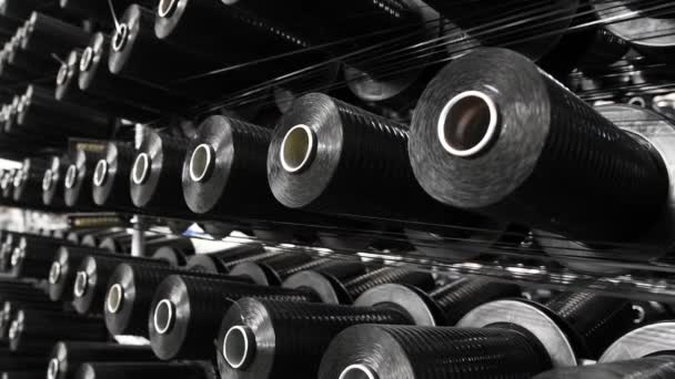Przemysłu Włókienniczego Przędza Szpule Spinning Maszyny Fabryce Włókienniczej — Wideo stockowe